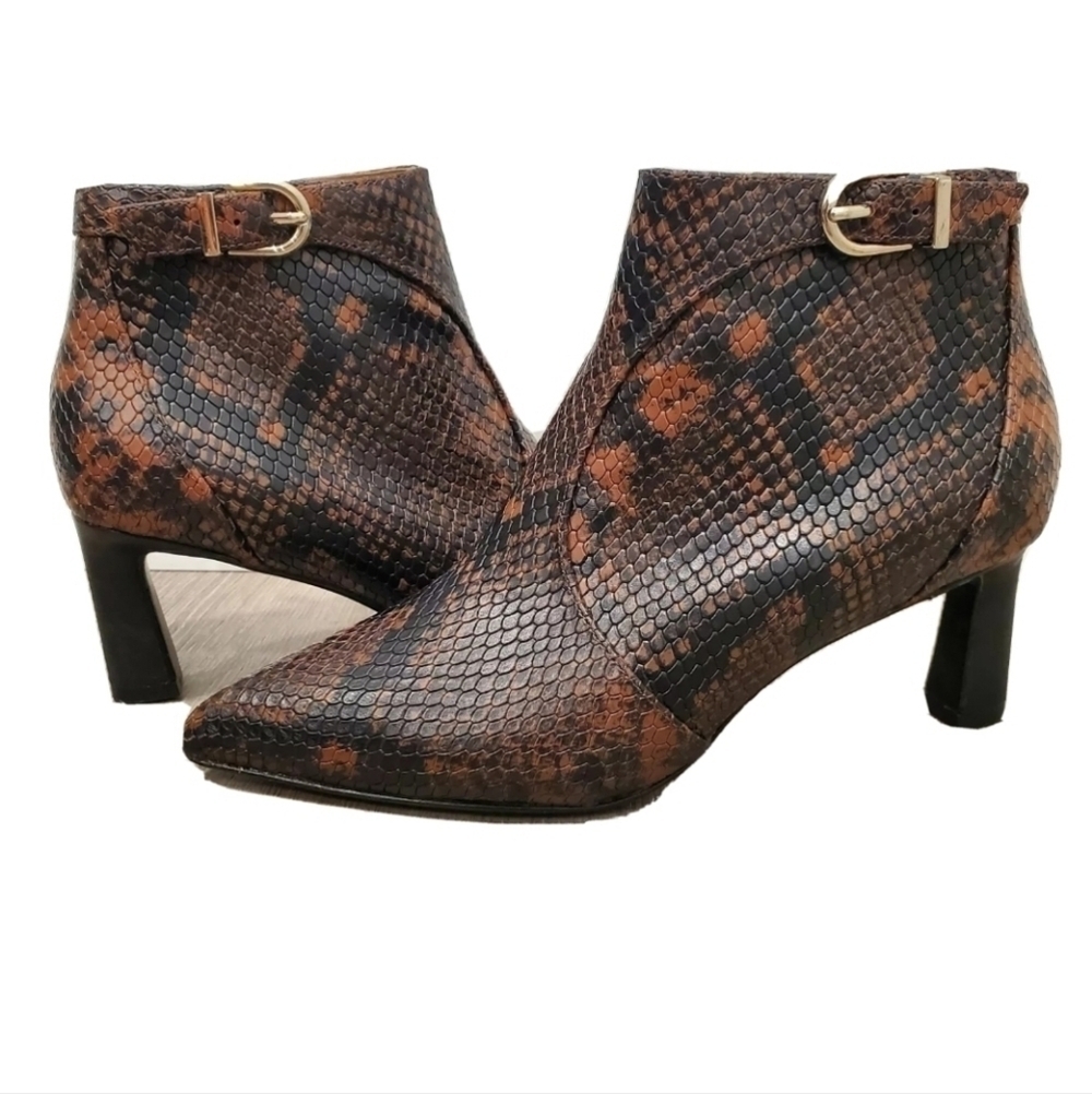 NEW Joie Rawly Snakeskin-Embossed Leather Ankle Boots